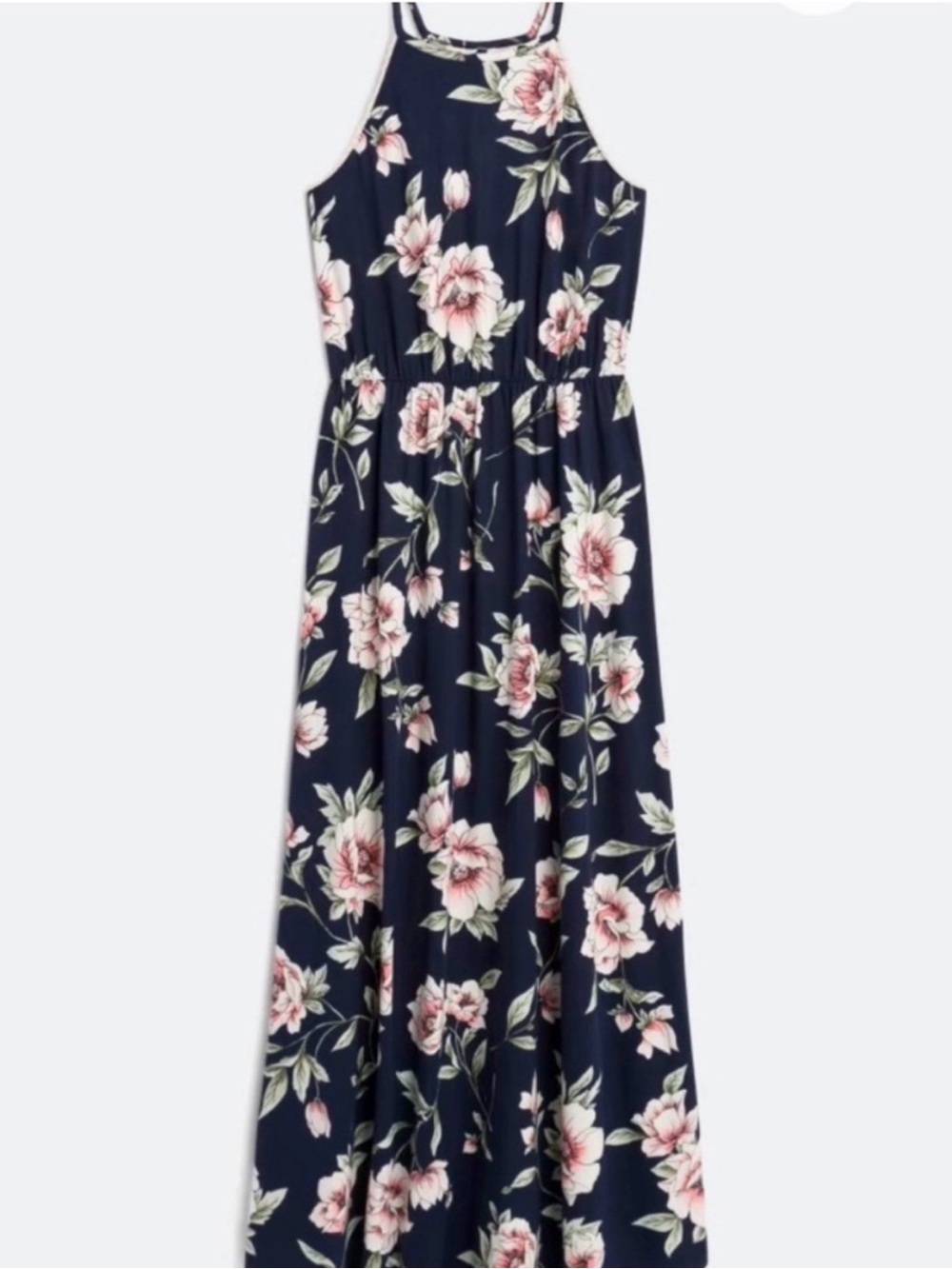 Women’s Navy Floral Halter Maxi Dress